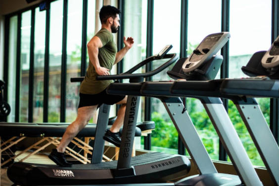 A man running on treadmill